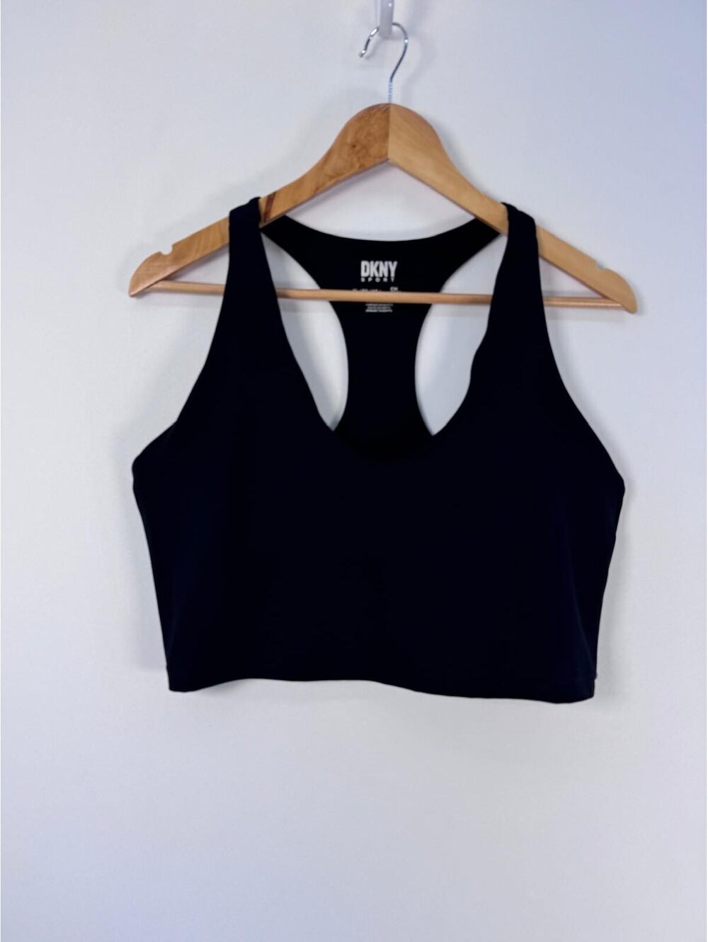 DKNY Sport Balance Compression Racerback Workout Sports Bra Black Women's XL